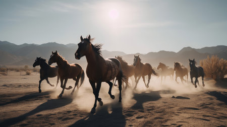 Horse in natural background. Illustration Generative AIの素材