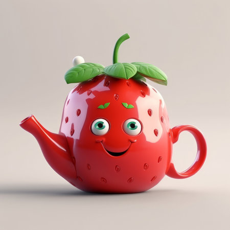 Tea Pot in Strawberry Shape. Illustration AI Generativeの素材