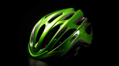 Green bicycle helmet. Illustration Generative AIの素材