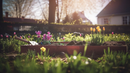 spring gardening. Illustration Generative AIの素材