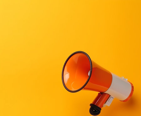 Megaphone on vivid background. Illustration Generative AIの素材