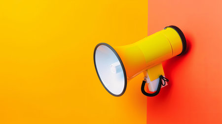 Megaphone on vivid background. Illustration Generative AIの素材