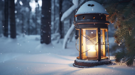 Christmas background with lantern. Illustration Generative AIの素材