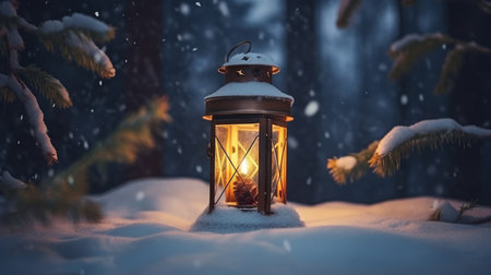 Christmas background with lantern. Illustration Generative AIの素材