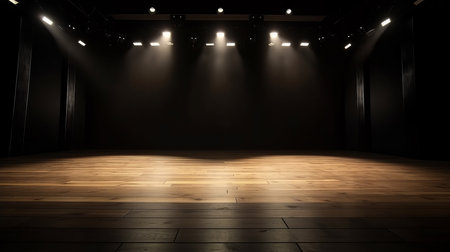 black stage background. Illustration Generative AIの素材