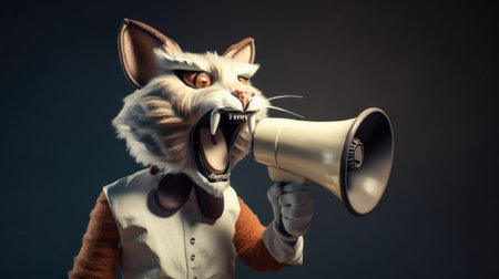 cat with megaphone. Illustration Generative AIの素材