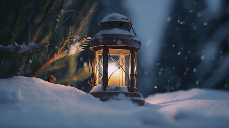 Christmas background with lantern. Illustration Generative AIの素材