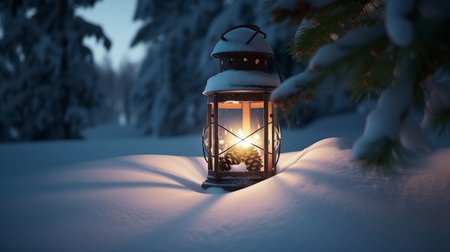 Christmas background with lantern. Illustration Generative AIの素材
