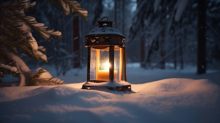 Christmas background with lantern. Illustration Generative AIの素材