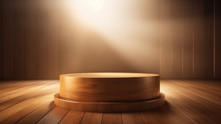 Empty wooden podium. Illustration Generative AIの素材