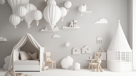 Cute kids room. Illustration Generative AIの素材