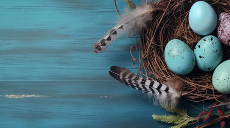 Blue Easter Background. Illustration Generative AIの素材