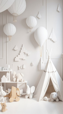 Cute kids room. Illustration Generative AIの素材