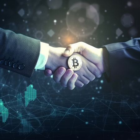 Two businessmen shake hands Illustration AI Generativeの素材