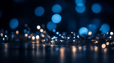 Blue bokeh lights background. Illustration Generative AIの素材