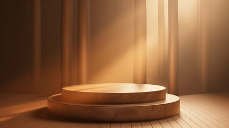 Empty wooden podium. Illustration Generative AIの素材