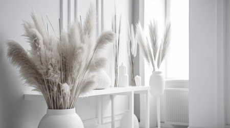 Interior design with Pampas grass, Illustration Generative AIの素材