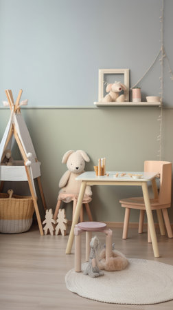 Cute kids room. Illustration Generative AIの素材