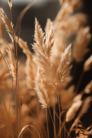 Natural background with dry grass. Illustration Generative AIの素材