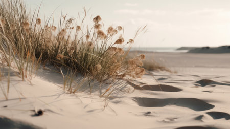 Dry grass and sand background. Illustration Generative AIの素材