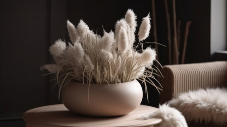 Bunny tail grass in vase. Illustration Generative AIの素材