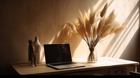 Dry grass interior. Illustration Generative AIの素材