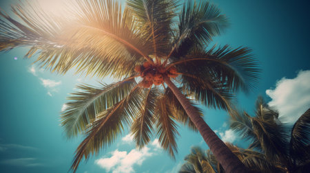 palm tree sunny background. Illustration Generative AIの素材