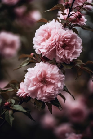 Pink flowers on tree. Illustration Generative AIの素材