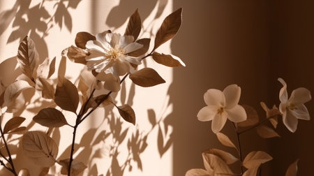 Dry flower beige background. Illustration Generative AIの素材