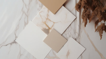 Paper blank on marble background. Illustration Generative AIの素材