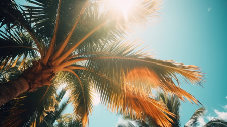 palm tree sunny background. Illustration Generative AIの素材