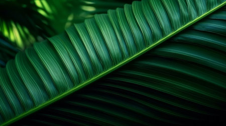 Green palm leaf background. Illustration Generative AIの素材