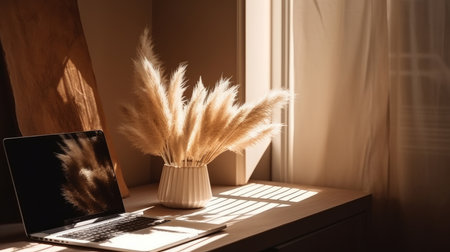 Dry grass interior. Illustration Generative AIの素材