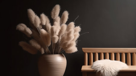 Bunny tail grass in vase. Illustration Generative AIの素材