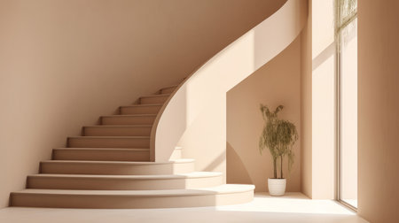 Minimalistic beige ladder. Illustration Generative AIの素材