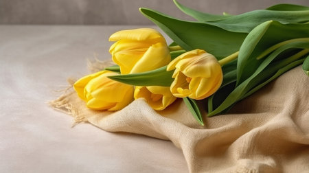 Yellow tulip background. Illustration Generative AIの素材