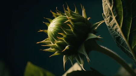 Sunflower bud. Illustration Generative AIの素材