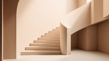 Minimalistic beige ladder. Illustration Generative AIの素材