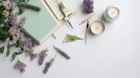 Lavender flower background. Illustration Generative AIの素材