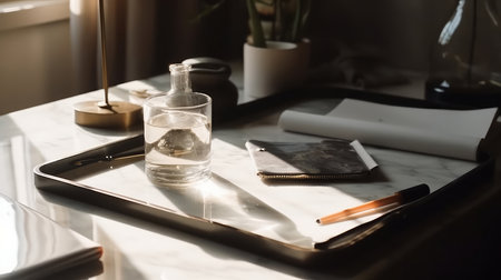 elegance home office background. Illustration Generative AIの素材