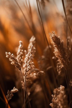 Natural background with dry grass. Illustration Generative AIの素材