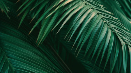 Green palm leaf background. Illustration Generative AIの素材