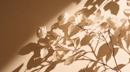 Dry flower beige background. Illustration Generative AIの素材