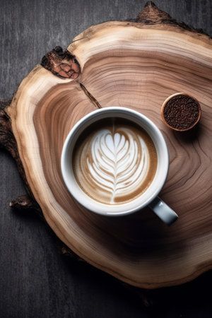 cup of coffee. rustic background. Illustration Generative AIの素材