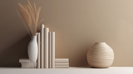 Abstract vase in beige minimalist background. Illustration Generative AIの素材