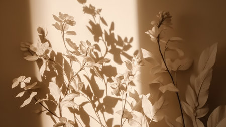 Dry flower beige background. Illustration Generative AIの素材