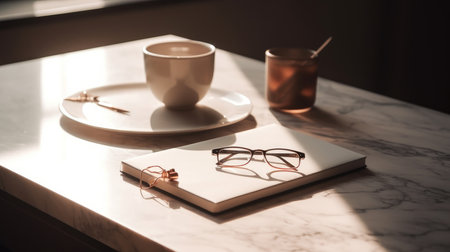 elegance home office background. Illustration Generative AIの素材