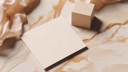 Paper blank on marble background. Illustration Generative AIの素材