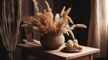 Elegant bohemian flower composition. Illustration Generative AIの素材