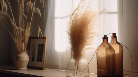 Dry grass interior. Illustration Generative AIの素材